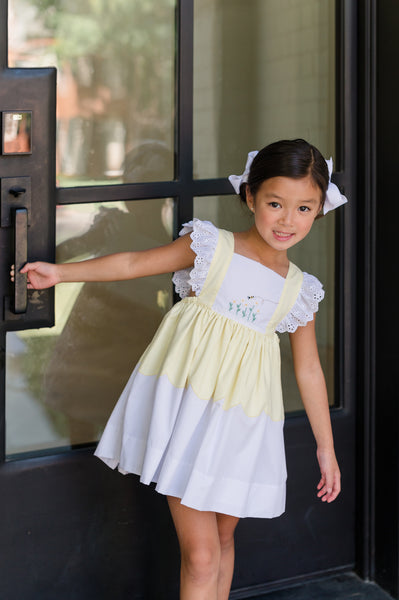 The Proper Peony Honey Yellow Dress with Ruffle Sleeve
