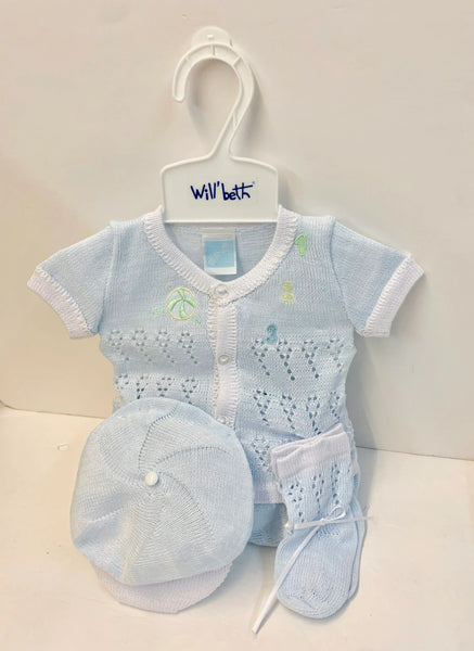 Willbeth  4pc White Blue Knit Set