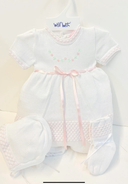 Willbeth Girl Bubble - Knit White and Pink