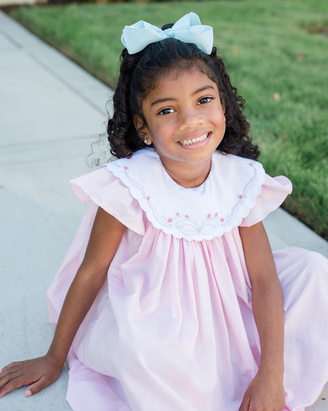 The Proper Peony Paloma Pink Shadow Embroidered Dress