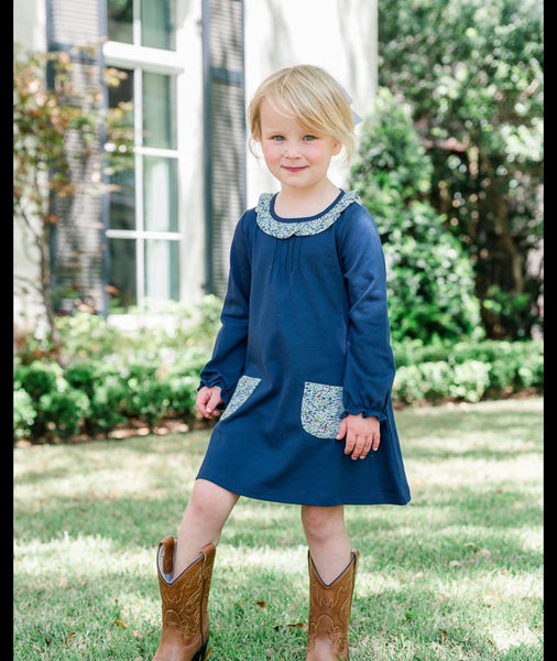 The Proper Peony Parkside Pima Fall Ducks LS Pocket Dress