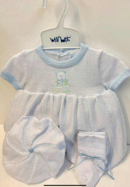 Willbeth 3PC White / Blue Knit Bubble