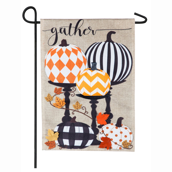 Garden Flags - Burlap Gather Pattern Pumpkins