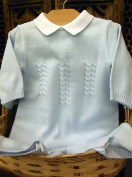 Will'beth Blue Knit Boys Romper