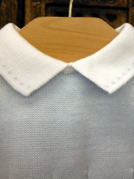 Will'beth Blue Knit Boys Romper