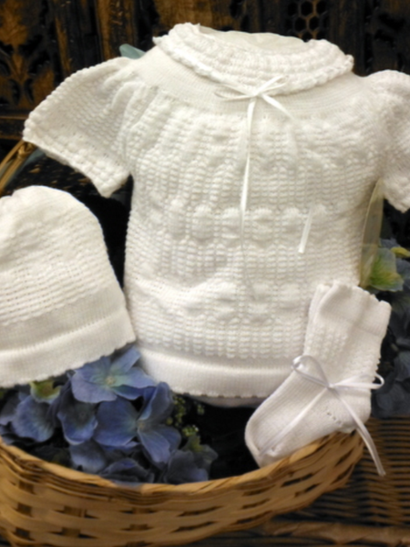 Will'beth White Knit Preemie Outfit